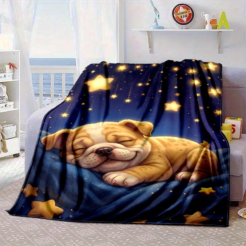 Cartoon Bulldog Stars Blanket Flannel Blanket Throw Blanket Sofa Cover Blanket Soft Premium Blanket Picnic Blanket Tv Blanket Gifts