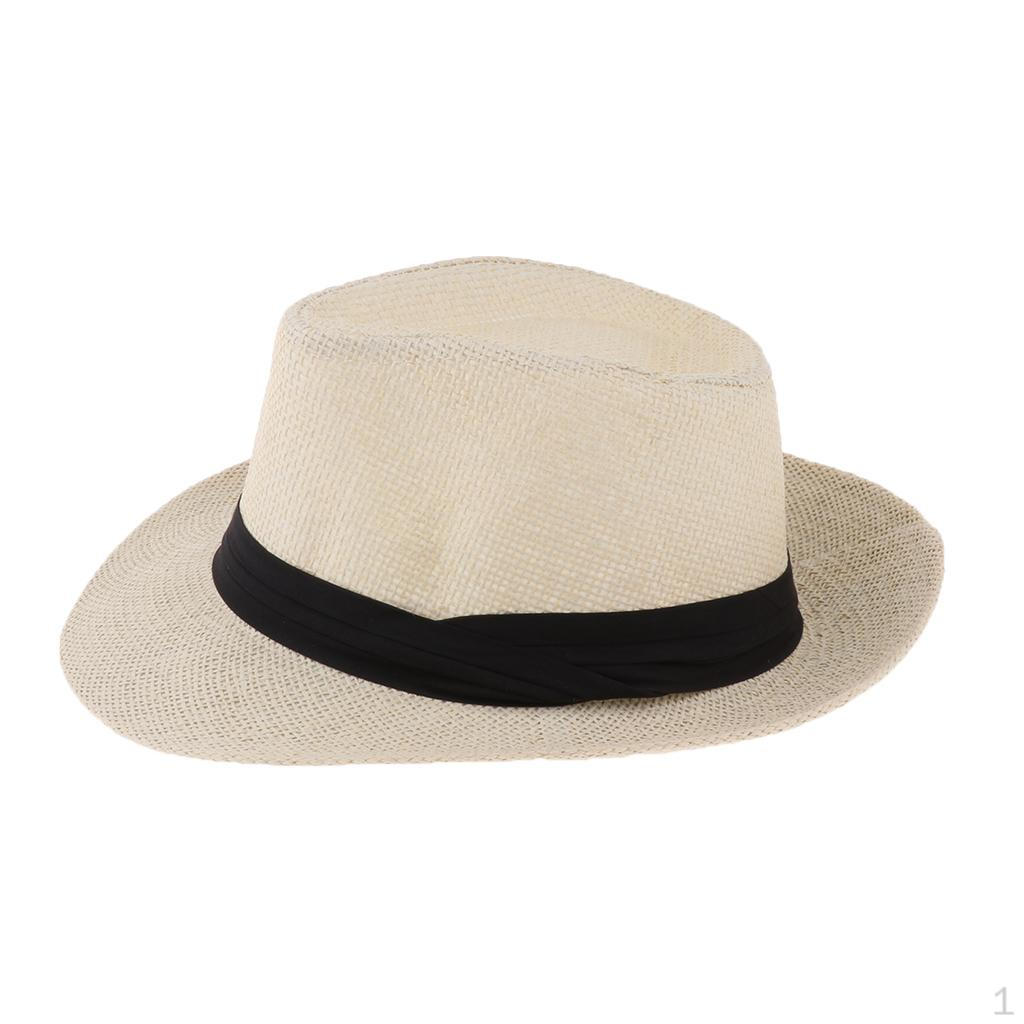 Adult Straw Panama Hat, Sombrero Fedora Trilby Cap, Wide Brim Sunhat, Fancy Dress Sunbonnet