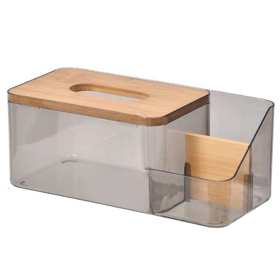 Коробка для салфеток, прозрачный контейнер для салфеток с деревянной крышкой, держатель для хранения с дистанционным управлением для кухни, гостиной