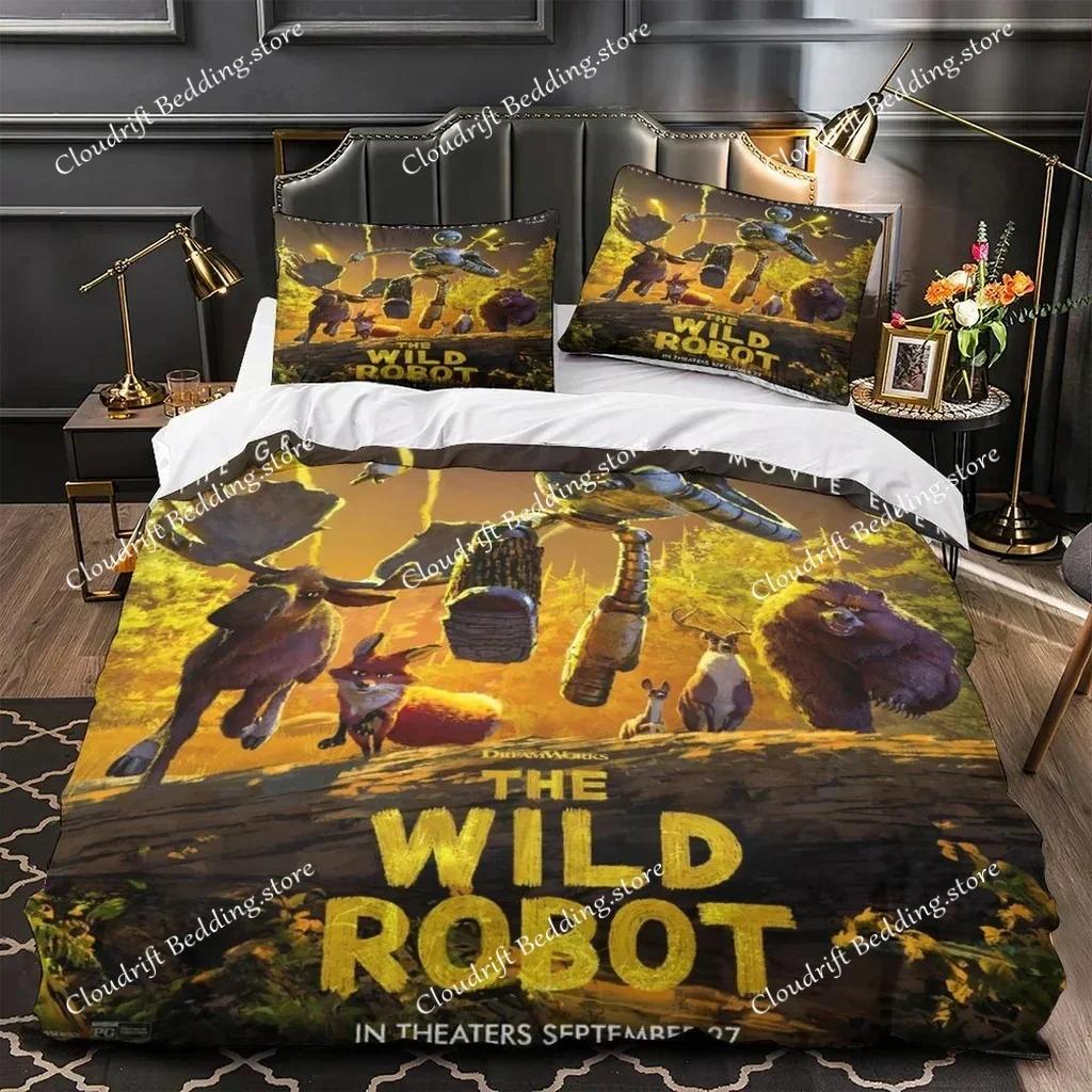 Cartoon The Wild Robot 3D Printed Duvet Case Pillowcase Bedding Set Twin Full Queen King Size For Bedroom Decor Luxury Gift026