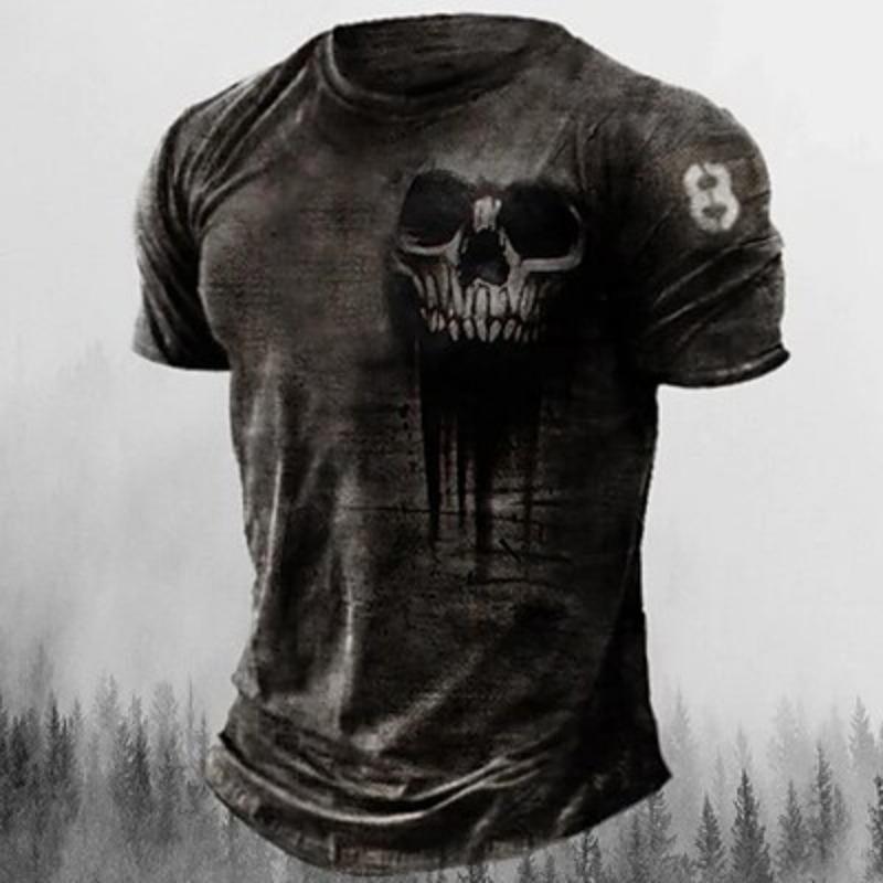 Men's Graphic Skulls T Shirt Tee Short Sleeve T Shirt 3D Print Crew Neck Shirt Vintage Fashion Des3igner Outdoor Casual Daily