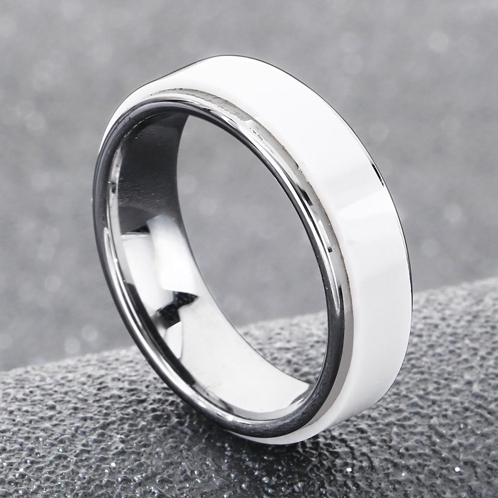 6 мм Белое керамическое обручальное кольцо Обручальное кольцо Ювелирные изделия Помолвка Вольфрамовая сталь Кольца для мужчин женщин Удобная посадка Размер 6--13