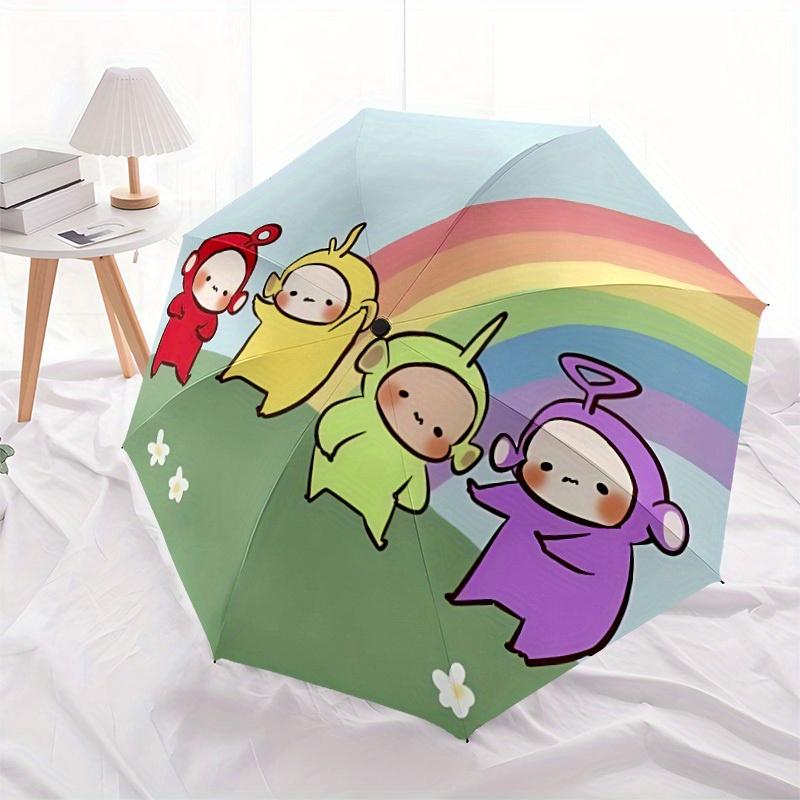 1 шт. Зонт-трость Teletubbies Радужный, Автоматический, Складной, Портативный, с 8 спицами, для Женщин/Мужчин, Всесезонный a0901081