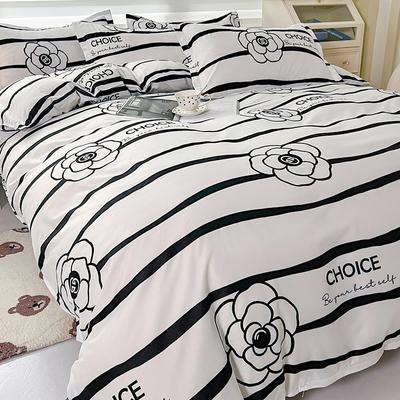 Белый цветочный полосатый пододеяльник с простыней и наволочками Популярные комплекты постельного белья с реактивным принтом Twin Full Queen King Size
