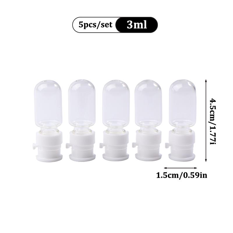 5Pcs 2/3/5/10Ml Mini Refillable Bottle Transparent With Cap Empty Sample Vial Powder Solid Storage Essential Oil Bottle