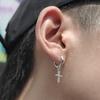 Rhinestone Cross Hoop Earrings - Hip Hop Style for Men & Women