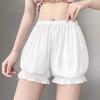 Women's Lolita Bloomers Ice Silk Ruffle Pumpkin Shorts Elastic Waist Security Short Pants Mini Boxers Safety Pants