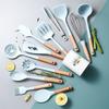 Silicone Kitchenware Utensils Non-stick Spatula Wooden Handle Cookware with Storage Box Ladle Egg Beaters Shovel Soup Spoon