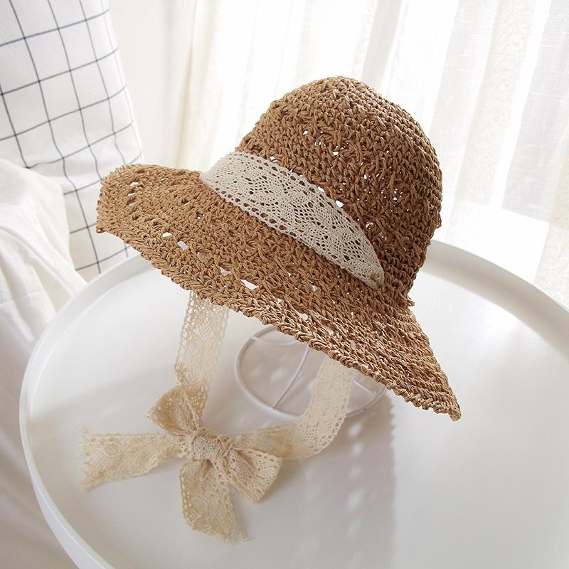 Women's Large Brim Foldable Breathable Straw Sun Hat for Summer Travel & Vacation