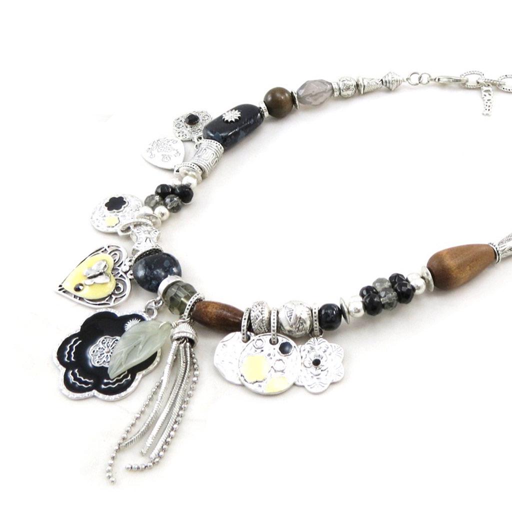 Les Trésors De Lily [C5323] - Дизайнерское колье «Бабушка», черное