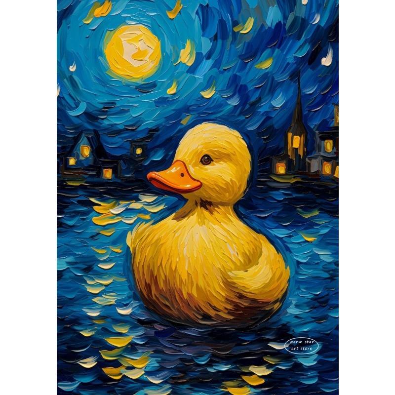 Сова Панда Енот Корова Тигр Кошка Утка Звездная Ночь Ван Гог Холст Живопись Абстрактные Постеры Принт Настенное Искусство Картины Домашний Декор