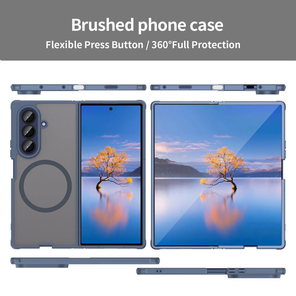 Роскошный Матовый Бронированный Чехол для Magsafe для Samsung Galaxy Z Fold 7 Fold7 Жесткий Гибридный Бронированный PC Задняя Крышка с Магнитной Беспроводной Зарядкой