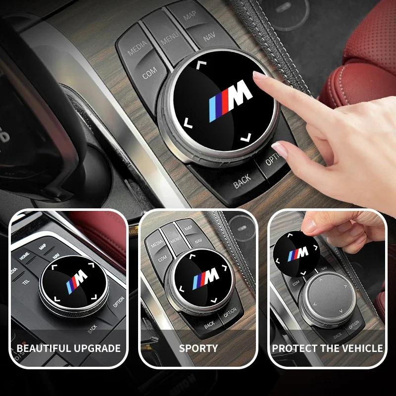 LJFJN1 Car Sticker Hot New 2025 M Logo Multimedia Knob Button Cover Decor Sticker For BMW X2 X3 X4 X5 X6 X7 F25 F26 G11 G12 G06 G07 F30