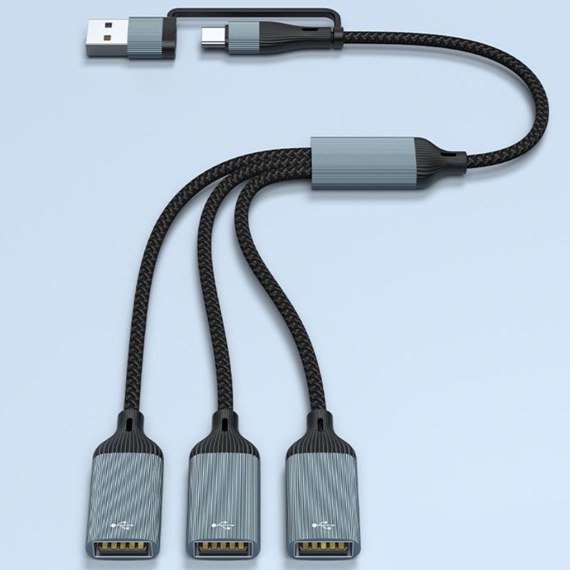 Адаптер USB Type C к USB 2.0 Адаптер Type C Папа к 3 USB 2.0 Мама Кабель-разветвитель Type C OTG Разъем для ноутбука