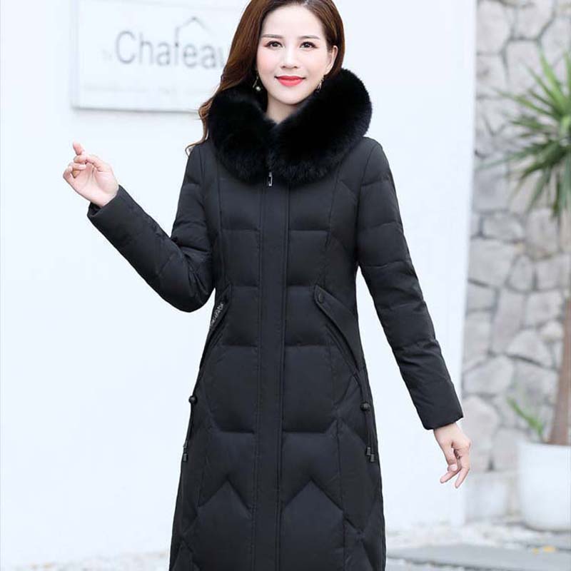 Пуховая хлопковая куртка, женская новая зимняя длинная утепленная хлопковая куртка до колена, свободная хлопковая куртка большого размера, женская
