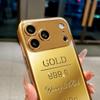 Роскошный Золотой Слиток Позолоченный Чехол для Телефона iPhone 17Air 17 16 15 14 13 12 11 Pro Max Plus 16E XR 7 8 Xs X Стеклянная Крышка
