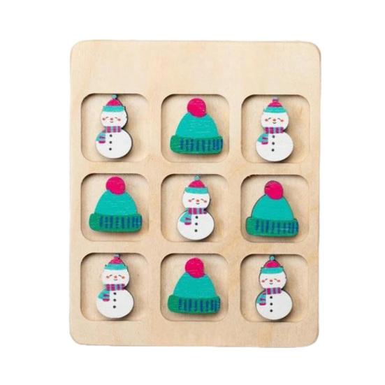 Christmas Wooden Board Game Santa Snowman Reindeer Tree Pieces 2 Player Mini Chess Board Puzzle Toy Party Classical Strategic Tabletop Game