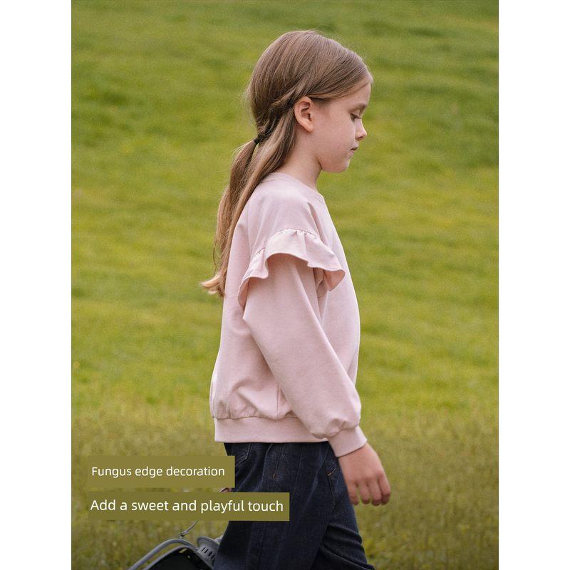 David Bella Girls' Sweatshirt Children's Long-Sleeve Base Shirt 2026 Spring New Style Girls' Top Children's Clothing for Older Girls