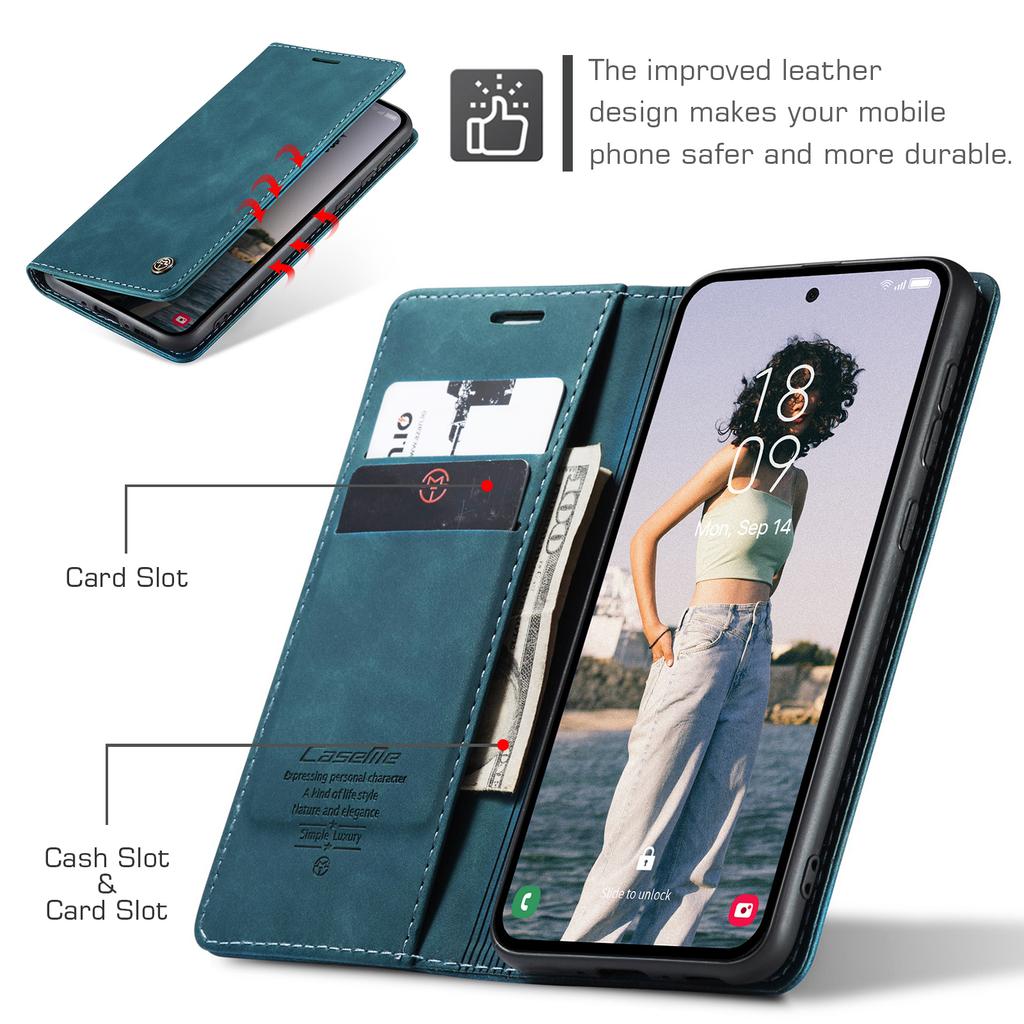 CASEME 013 Series For Samsung Galaxy A35 5G Case Stand Magnetic PU Leather Phone Cover