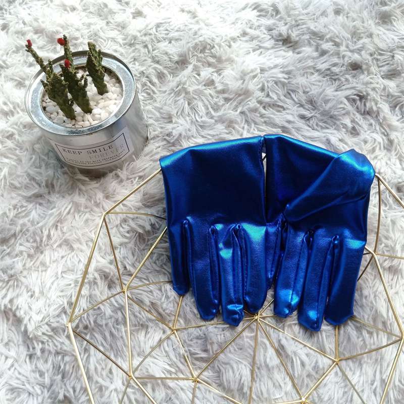 Серебряные эластичные перчатки из лакированной кожи, тонкие золотые танцевальные перчатки для выступлений, флуоресцентные сценические перчатки из спандекса для выступлений для взрослых