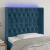 LED Headboard Dark Blue 103 x 16 x 118 128 cm Velvet