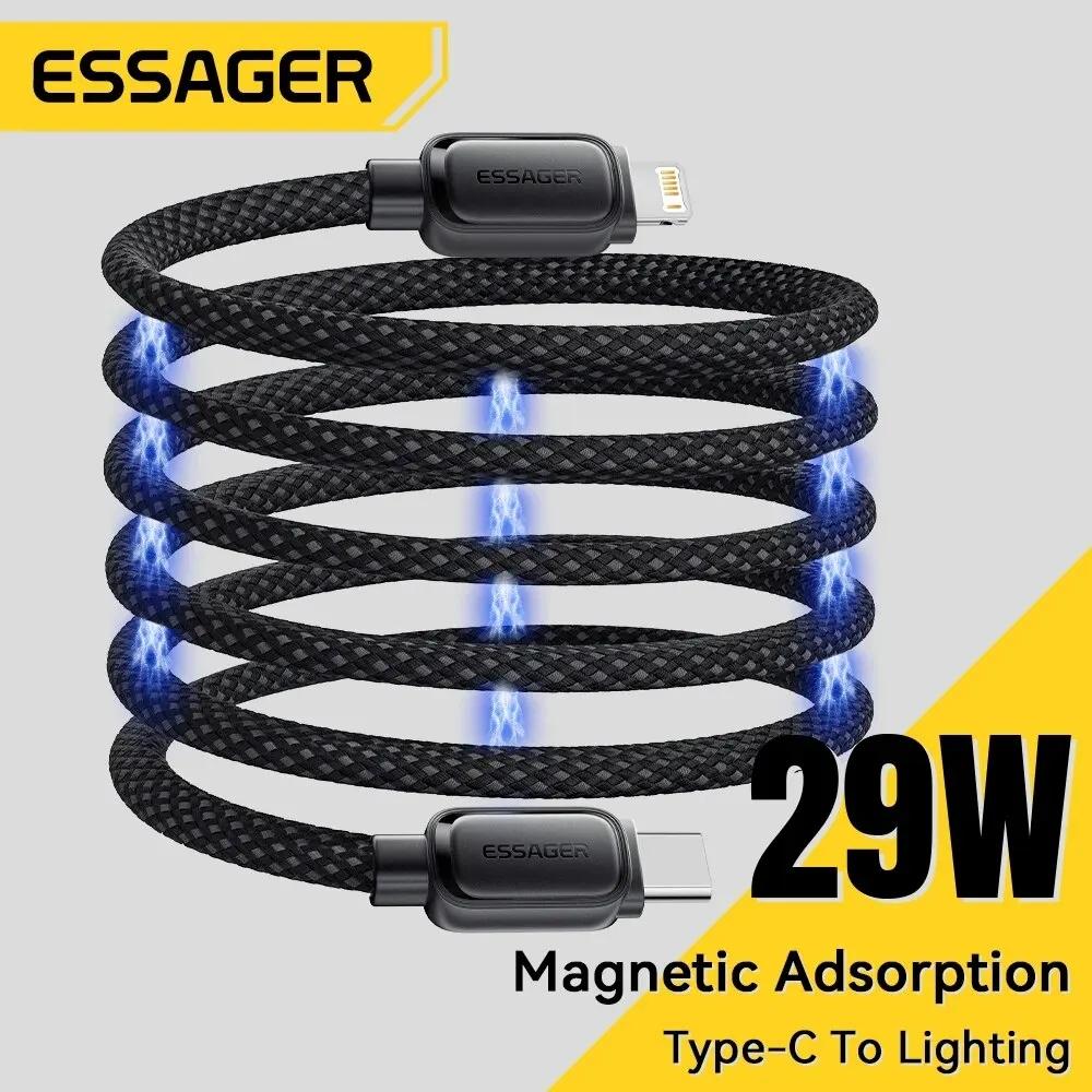 Essager PD29W USB C для освещения, магнитное быстрое зарядное устройство, кабель без спутывания для IPhone 14 13 12 11 Pro Max