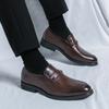 Men Retro Loafers Pointed Black Brown One Foot Business Office Formal Shoes British Style Suit Shoes Sizes 38-46 Men Shoes