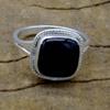 Black Onyx 925 Sterling Silver Ring, Cushion Gemsotne Handmade Women Ring
