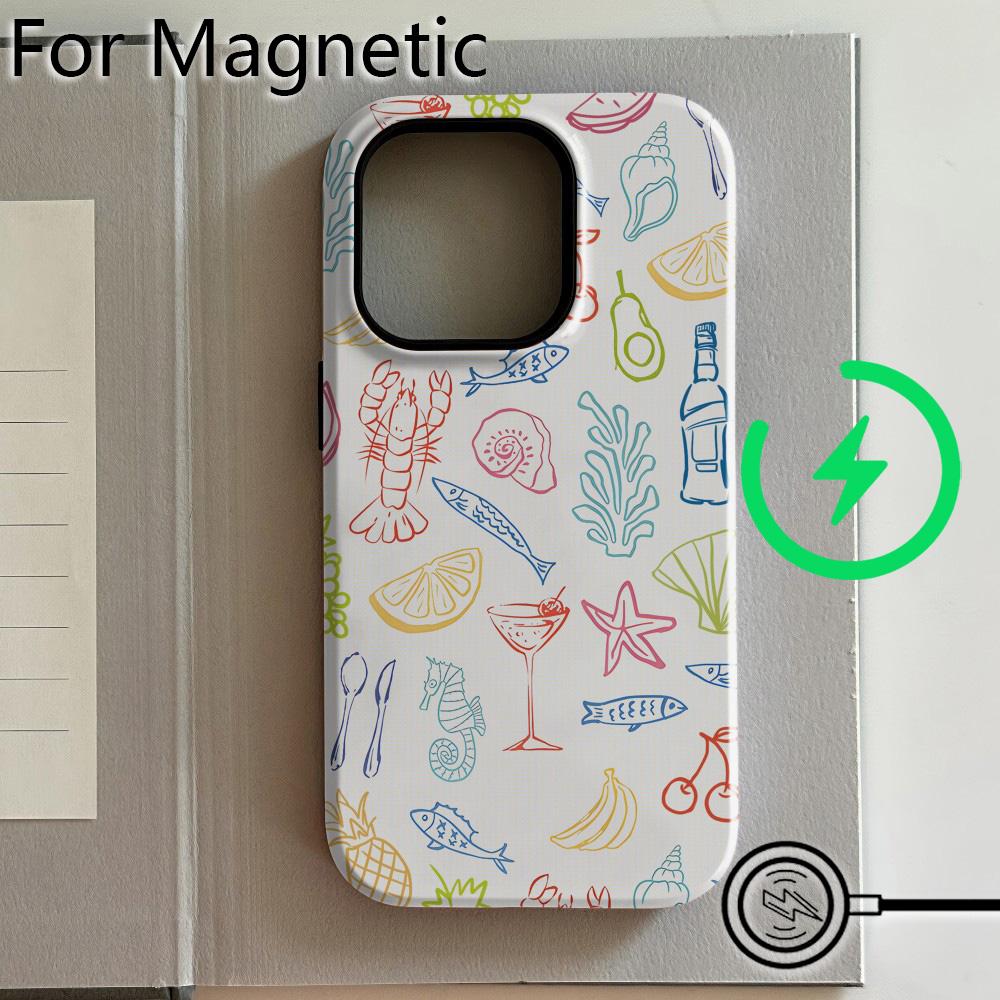 Luxury Clmj BUGR Creative Floral Island Phone Case for iPhone 17 16 15 14 13 12 11 Pro Max Plus Air Magnetic Double-layer Cover