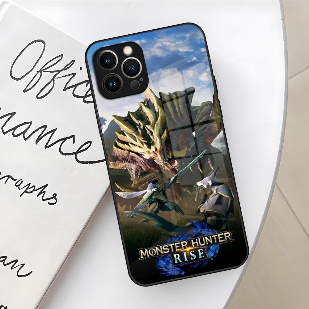 Чехол для телефона Monster Hunter World для iPhone 16 15 14 12 11 13 Pro Max Mini X Xr Xs Se 8 Plus Стеклянная крышка