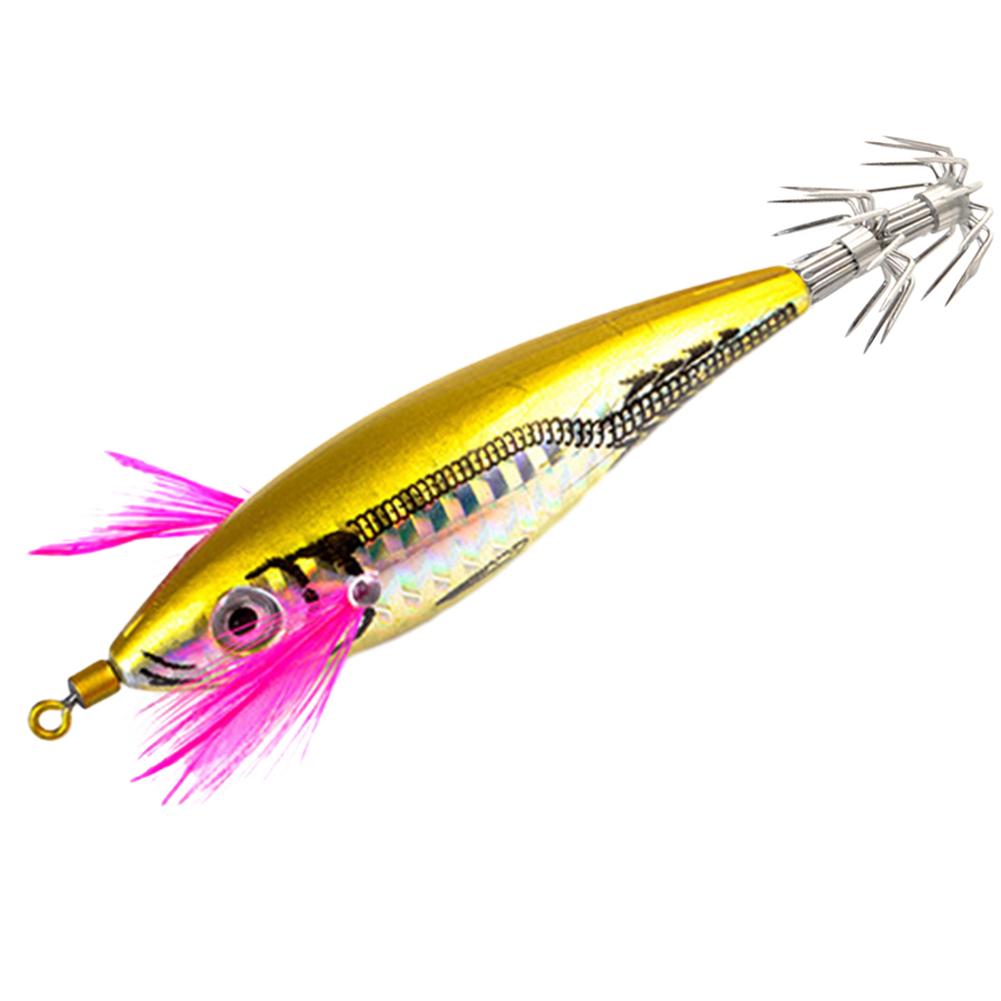 Wood Shrimp Squid Lure ABS Simulation Shrimp Cuttlefish Bait 7cm 3D Eyes with Hooks for Outdoor Fishing Gear