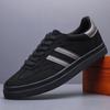New Shoes for Men Leather Canvas Casual Shoes Fashion Striped Flat Skateboard Shoes Youth Cool Lace-up Sneaker