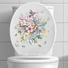 1 Set Toilet Sticker Flower Pattern Wall Decal Removable Self-adhesive Toilet Lid Sticker for Home Bathroom