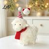 Nordic Style Holiday Decor Plush White Sheep Christmas Ornament Cute Knit Hat Lamb Tabletop Decoration Soft Table Fabric Hanging Pendant for