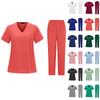 Women's Loose And Comfortable V-neck Short Sleeved Workwear With Multiple Pockets Suit Set