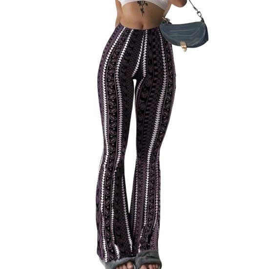 Женские брюки для йоги эластичные со средней посадкой повседневные с принтом расклешенные брюки с принтом, подчеркивающие силуэт ног, брюки для бега, ходьбы, длинные брюки