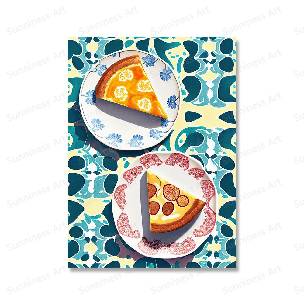 Retro Kitchen Supplies Posters Italian Food Pizza Dessert Cupcake Wall Art Prints Pictures Canvas Painting For Dining Room Decor