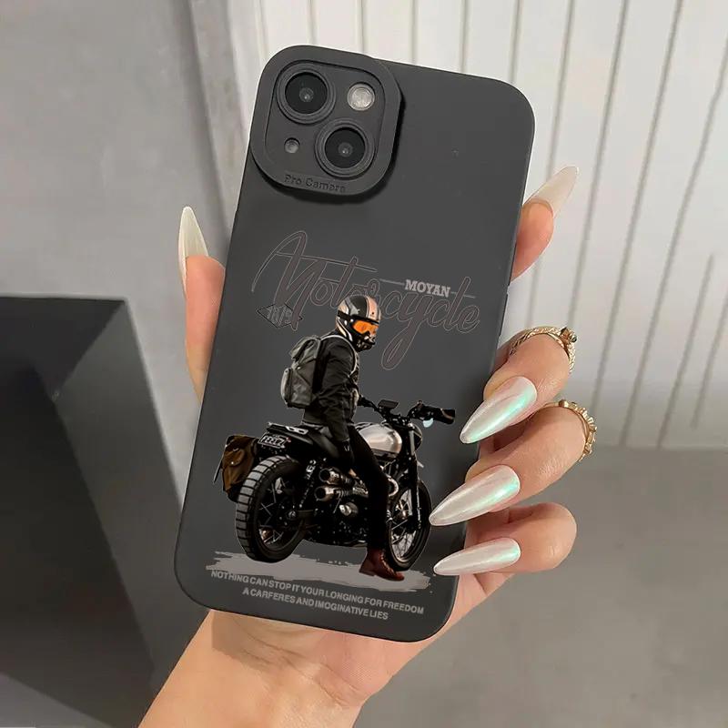 Trend Cool Biker чехол для телефона с изображением мотоцикла для iPhone 16 Pro Max 11 12 13 14 15 X XS XR 7 8 Plus SE 2020 16E силиконовый мягкий чехол