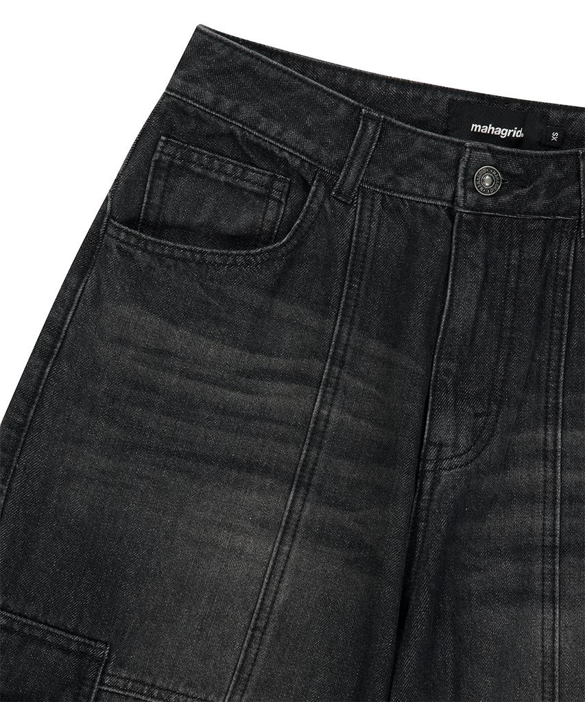 MAHAGRID Bermuda Cargo Denim Short Black(Mg2Gmmd113A)