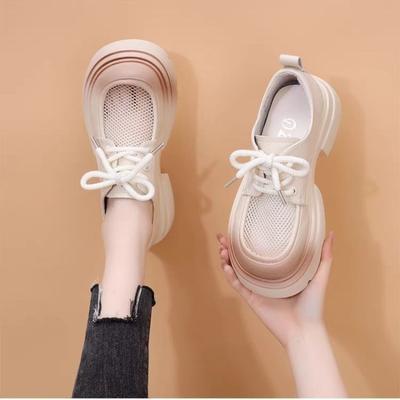 Платформа Женские Туфли Сетчатые Дышащие Круглый Носок Женские Лоферы Обувь Роскошный Бренд Корейский Стиль Весна Популярная Новейшая Обувь