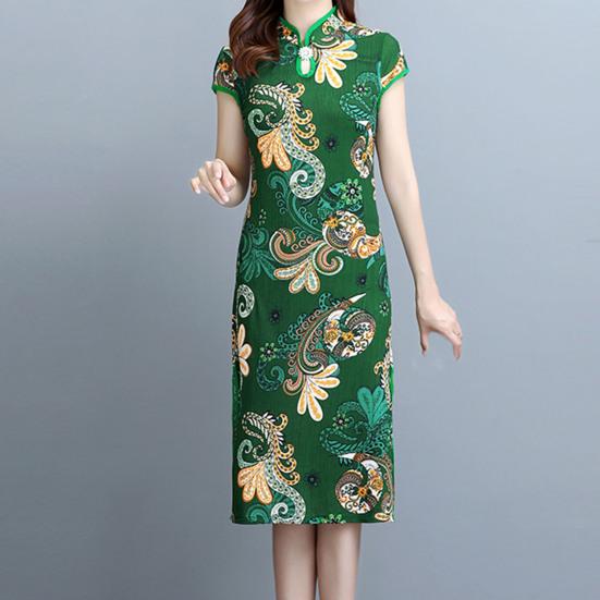 Леди Cheongsam в китайском стиле, винтажный воротник-стойка с высоким разрезом, летнее Ципао для сценического шоу
