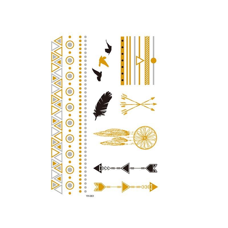 Yh ретро большая бронзовая татуировка наклейка водонепроницаемая татуировка наклейка Amazon набор горячая серебристая цветная печать наклейка