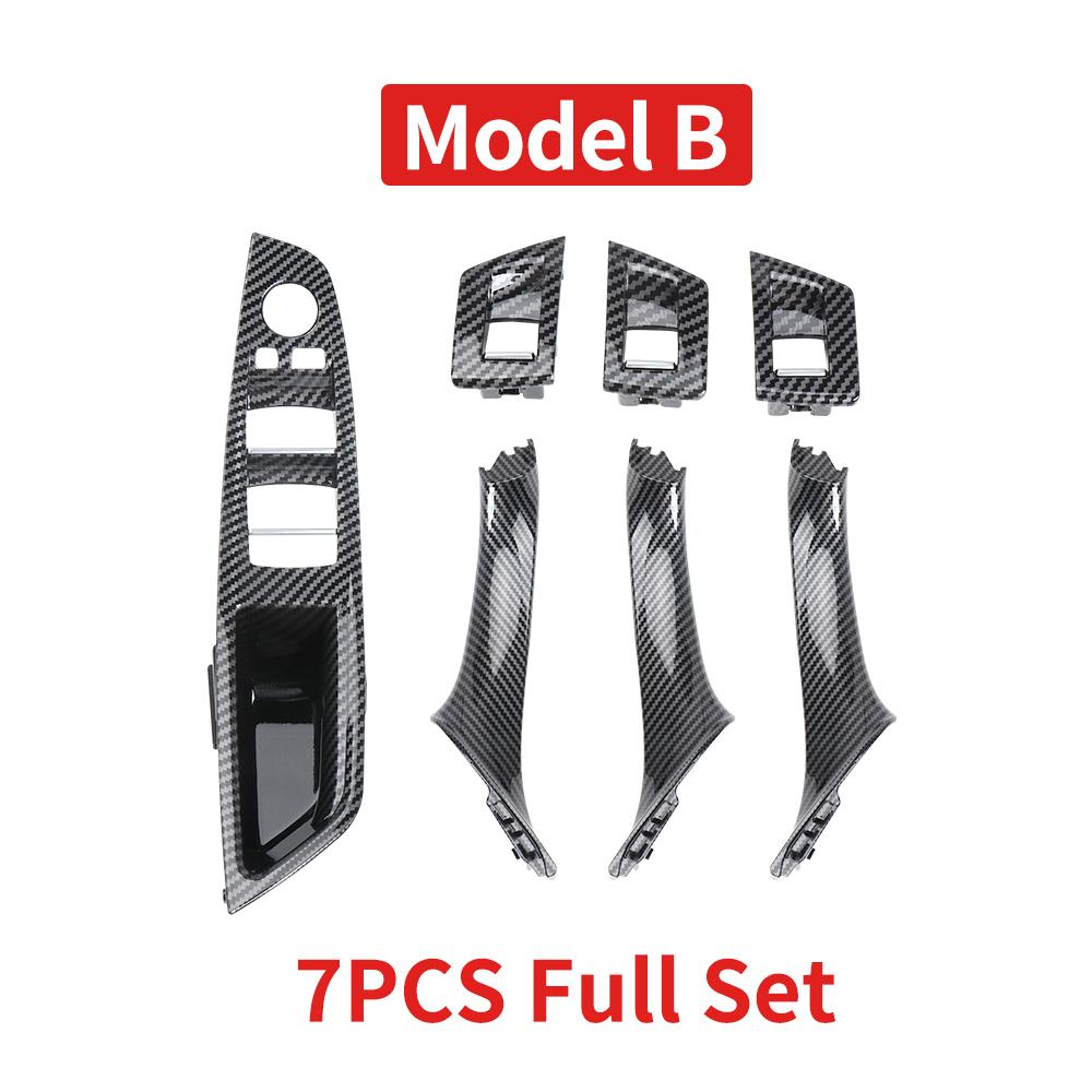 Для BMW F10 F11 LHD 7 шт. автомобильная внутренняя дверная ручка из углеродного волокна, набор ручек, декоративная пластина для левой руки BMW 5