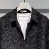 Men Shirt Long Sleeve Solid Color Fuzzy Tassel Button-down Cardigan Mid Length