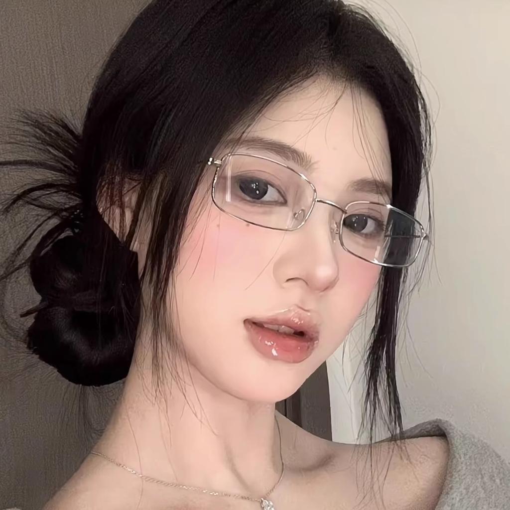 Y2K Harajuku маленькие квадратные очки в оправе женские ретро металлические очки прозрачные очки для чтения синий свет блокирующие очки