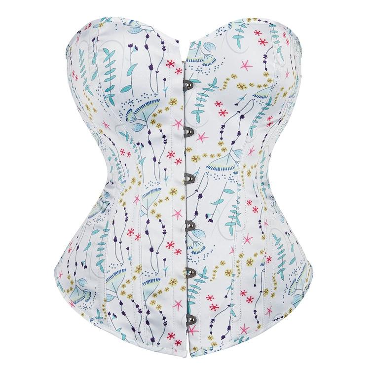 European and American court shapewear printed white JYL TS corset