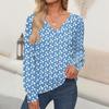 Women's Tops Floral Print Long Sleeve Shirt V Neck Casual Loose Tee Autumn Clothing
