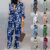 Women Long Sleeve Lapel Collar High Waist Button Down Jumpsuits Color Block Wide Leg Overall with Belt