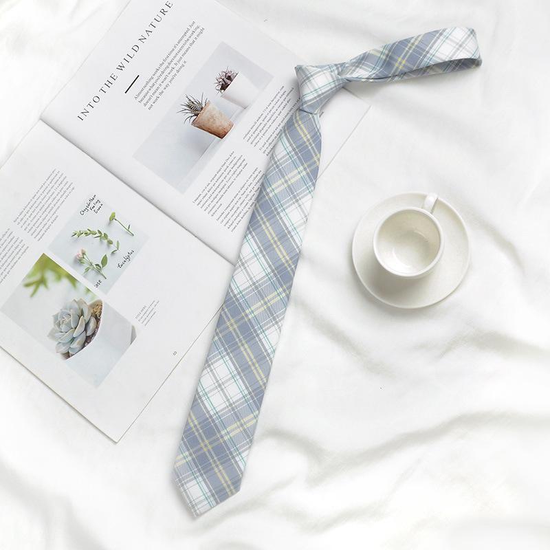 Лимонный Плед Галстук для Школьной Формы с Морской Солью - Ручная Работа в Японском Академическом Стиле для Мужчин и Женщин