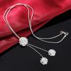 925 Sterling Silver Rose Necklace Wedding Charm Jewelry
